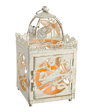 9'' Distressed Lantern & Flameless Candle